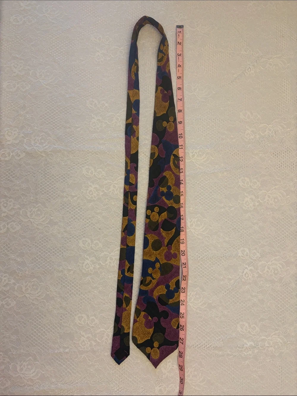 Vintage 90s Mickey Inc. Disney Abstract Silk Necktie